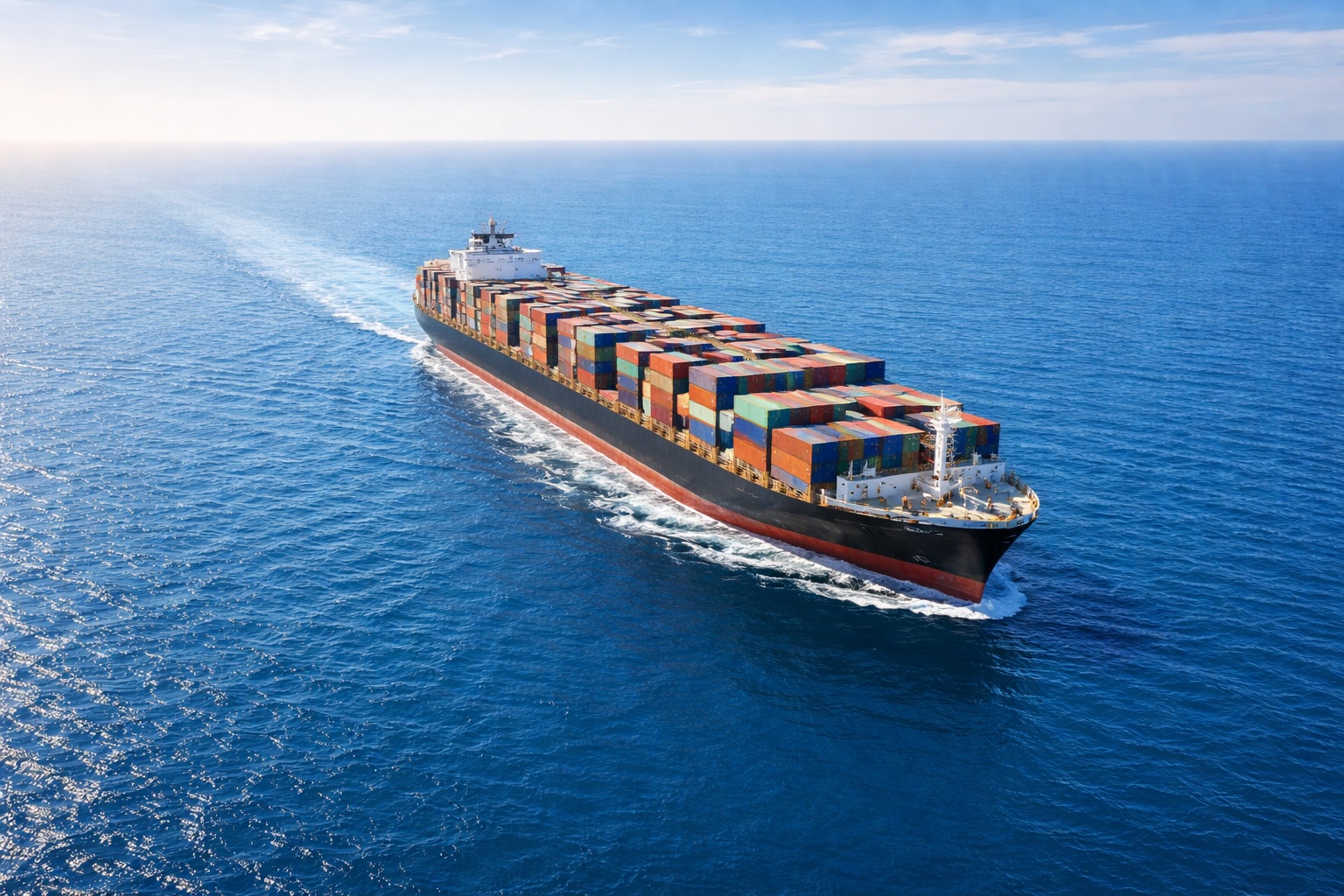 Container vessel at sea